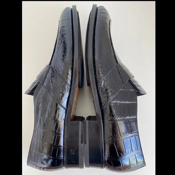 Caporicci 3321 Alligator Penny Loafers Shoes Black - Picture 2 of 13